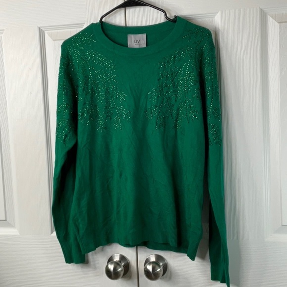 LIV Milano Women’s Green Long Sleeve Sweater Size L - Picture 2 of 9